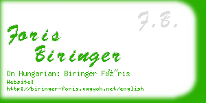foris biringer business card